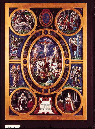 Altarbild der Sainte-Chapelle, Darstellung der Kreuzigung, emailliert von Leonard Limosin, 1553 von Nicolo dell Abate